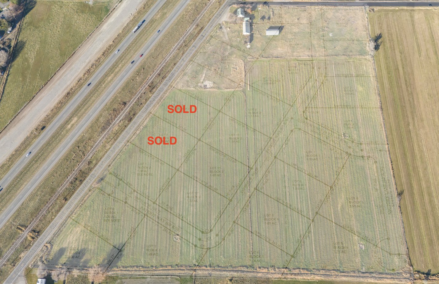 Patriot Plaza aerial plat layout with sold lots marked